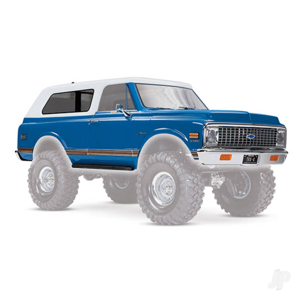traxxas-body-chevrolet-blazer-1972-complete-blue-includes-grille-side-mirrors-door-handles-windshield-wipers-front-rear-bumpers-decals