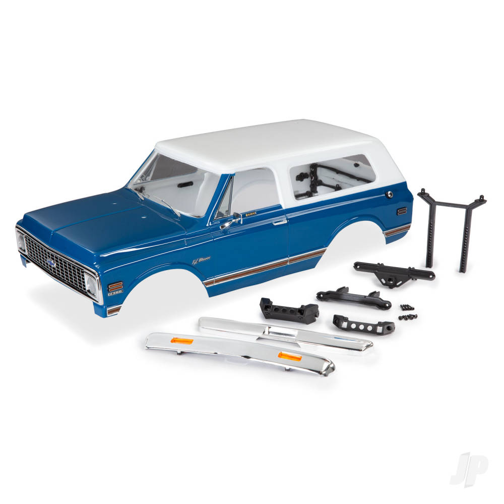 traxxas-body-chevrolet-blazer-1972-complete-blue-includes-grille-side-mirrors-door-handles-windshield-wipers-front-rear-bumpers-decals
