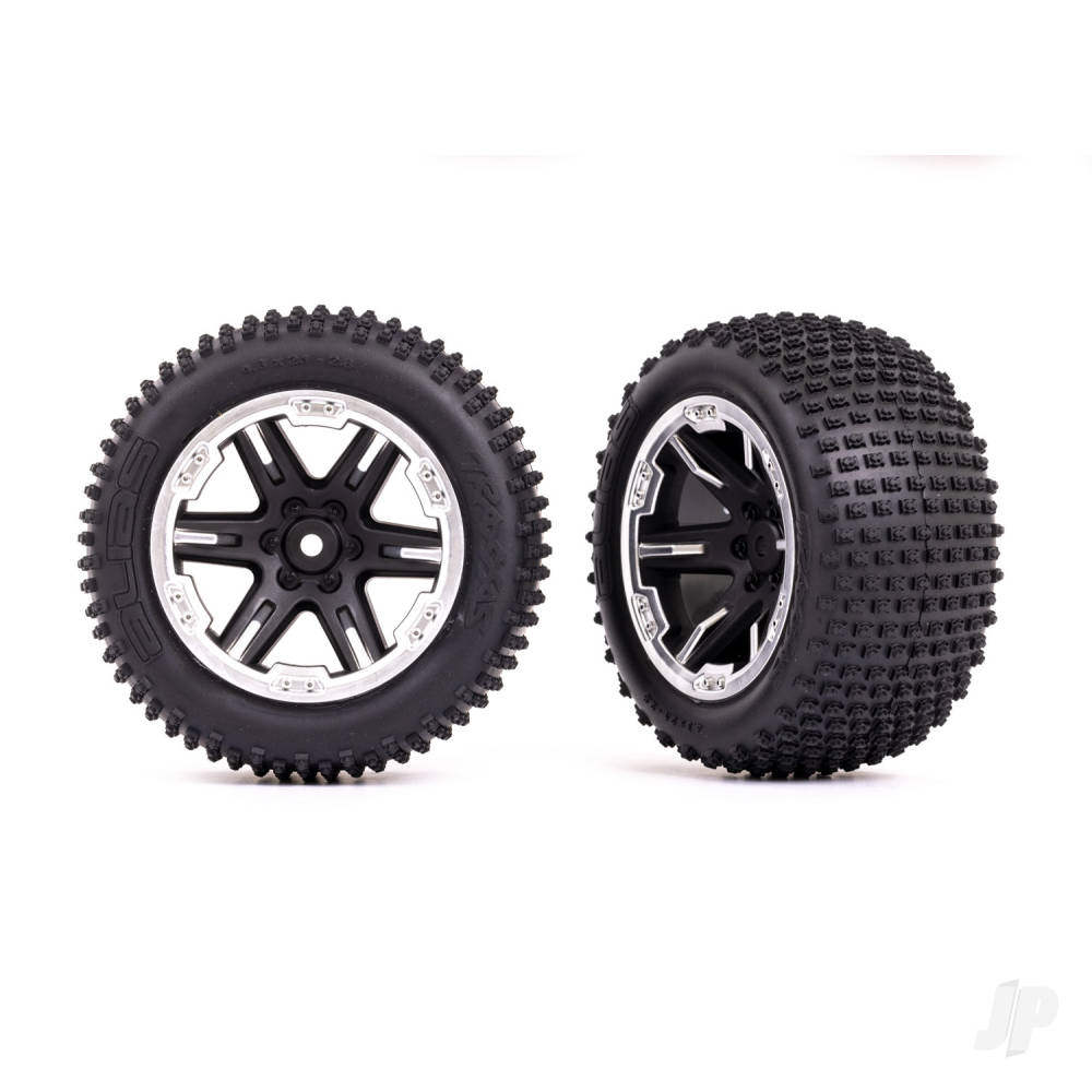 traxxas-tyres-wheels-assembled-glued-28in-rxt-black-satin-wheels-alias-tyres-foam-inserts-2wd-electric-rear-2-pcs-tsm-rated