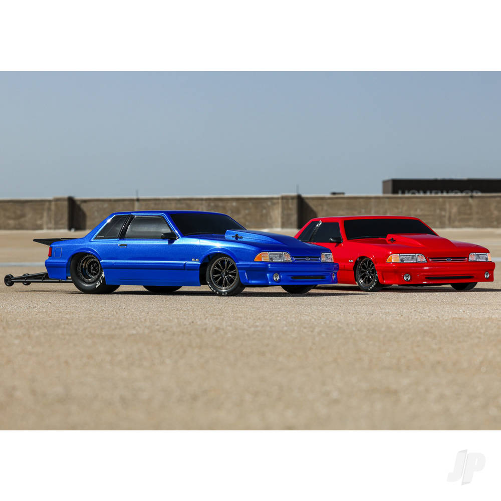Traxxas Body, Ford Mustang, Fox Body, Red (painted, decals applied) (includes side mirrors, wing, wing retainer, rear body mount posts, foam body bumper, & mounting hardware)-3