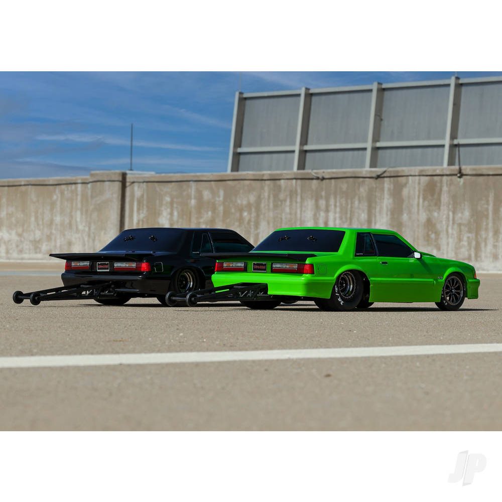 Traxxas Body, Ford Mustang, Fox Body, Green (painted, decals applied) (includes side mirrors, wing, wing retainer, rear body mount posts, foam body bumper, & mounting hardware)-7