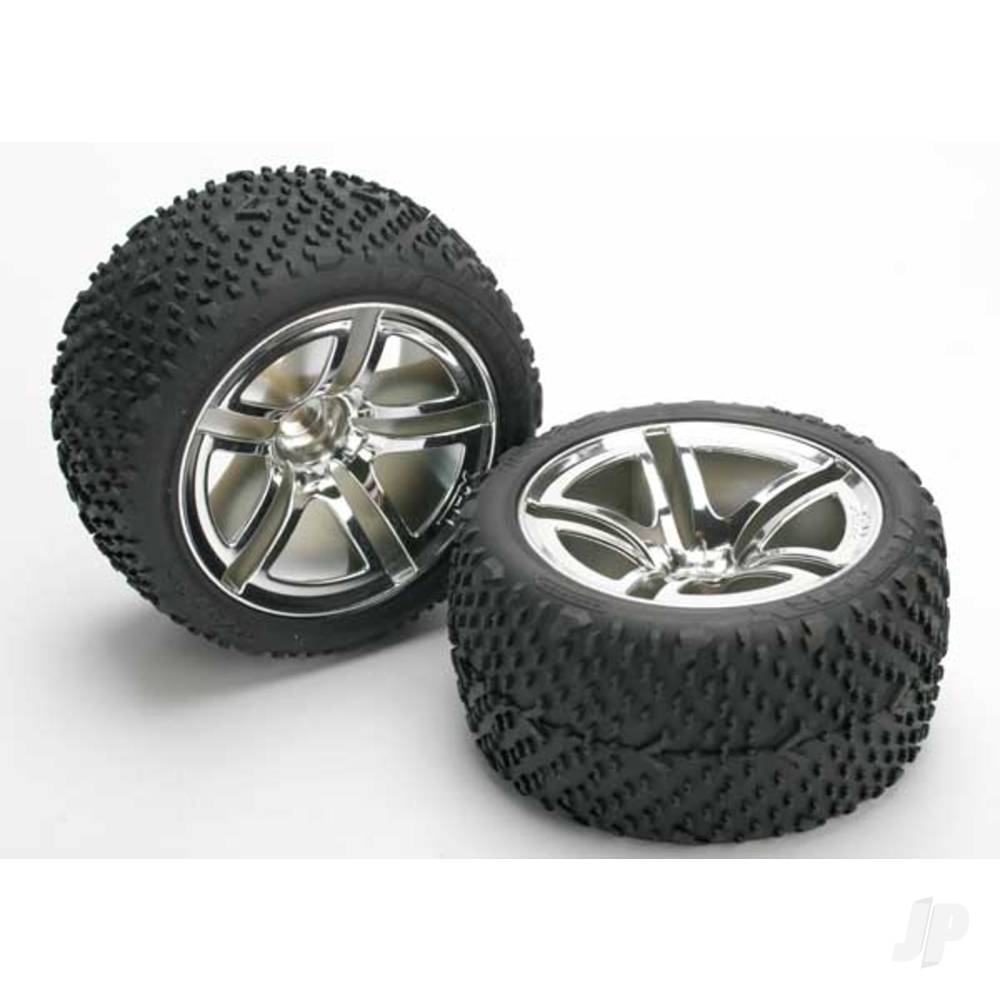 Traxxas Twin-Spoke Tyres & Wheels, (Pair)