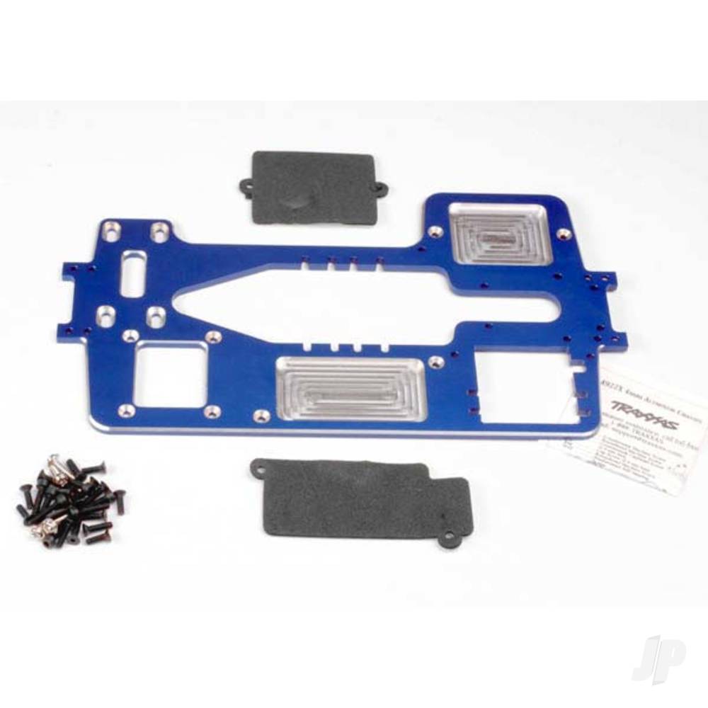 Traxxas Chassis, 7075-T6 billet machined aluminium (4mm) (Blue) / hardware