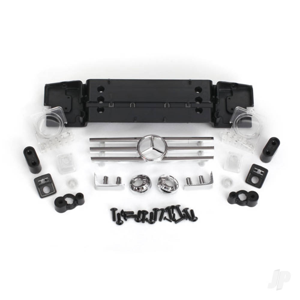 traxxas-grille-mercedes-benz-g-500-4x4-grille-mount-grille-insert-headlight-lens-2-pcs-headlight-reflector-2-pcs-reflector-lens-2-pcs-bumperette-front-2-pcs-bumperette-mount-2-pcs-turn-signal-housing-2-pcs-turn-signal-housing-retainer-2-pcs-turn-signal-len