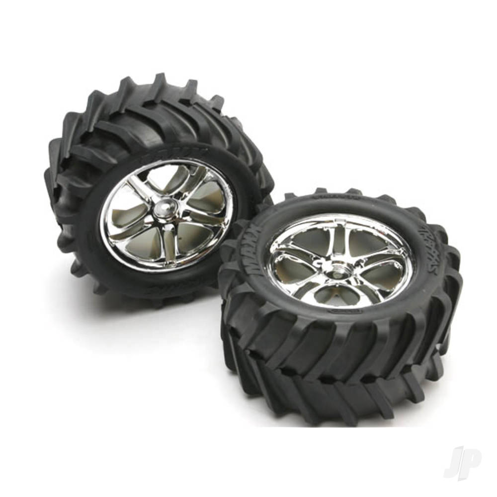 Traxxas Tyres & Wheels, Assembled Glued Maxx Chevron Tyres (14mm Hex) (2 pcs)