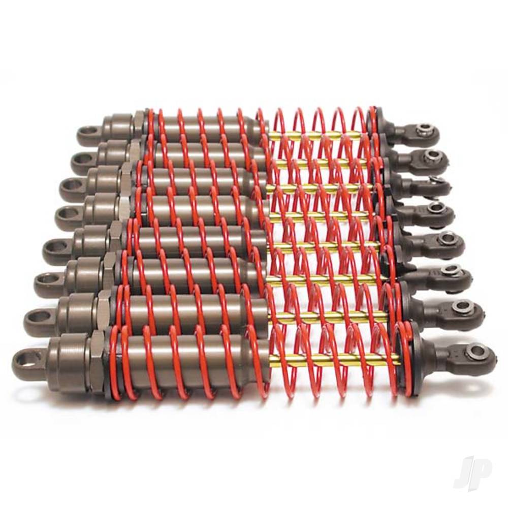 Traxxas Big Bore shocks (XX-Long) (Hard-anodised & PTFE-coated T6 aluminium) (assembled) with Red springs, TiN shafts (8 pack)