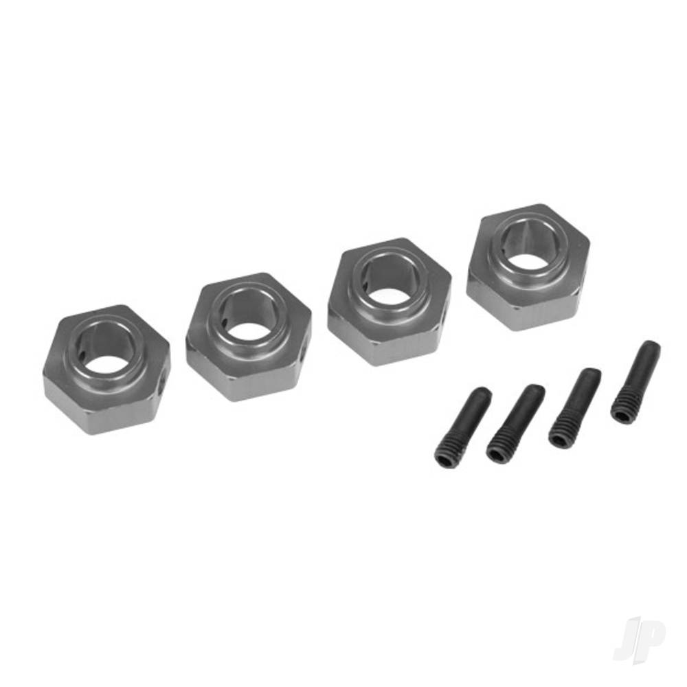 Traxxas Wheel Hubs, 12mm hex, 6061-T6 aluminium (Charcoal Grey-anodised) (4 pcs) / screw pin (4 pcs)