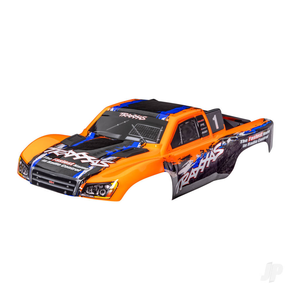 traxxas-body-slash-4x4-also-fits-slash-vxl-slash-2wd-orange-painted-decals-applied-assembled-with-front-rear-latches-for-clipless-mounting