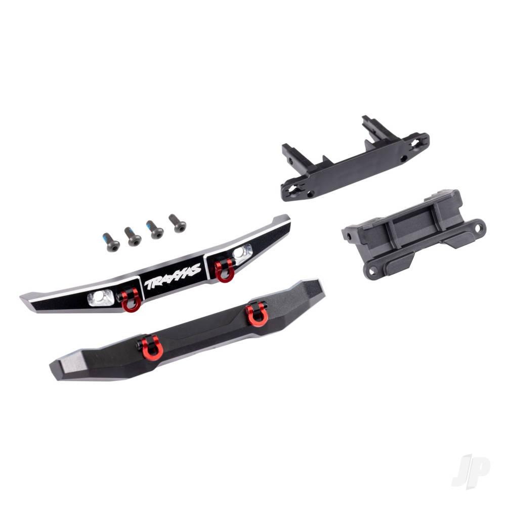 Traxxas Bumper, front (1), rear (1), 6061-T6 aluminium (Black-anodised) (assembled with D-rings) / bumper mounts (front & rear) / 2.5x6mm BCS (with threadlock) (4) (fits TRX-4M Ford Bronco)