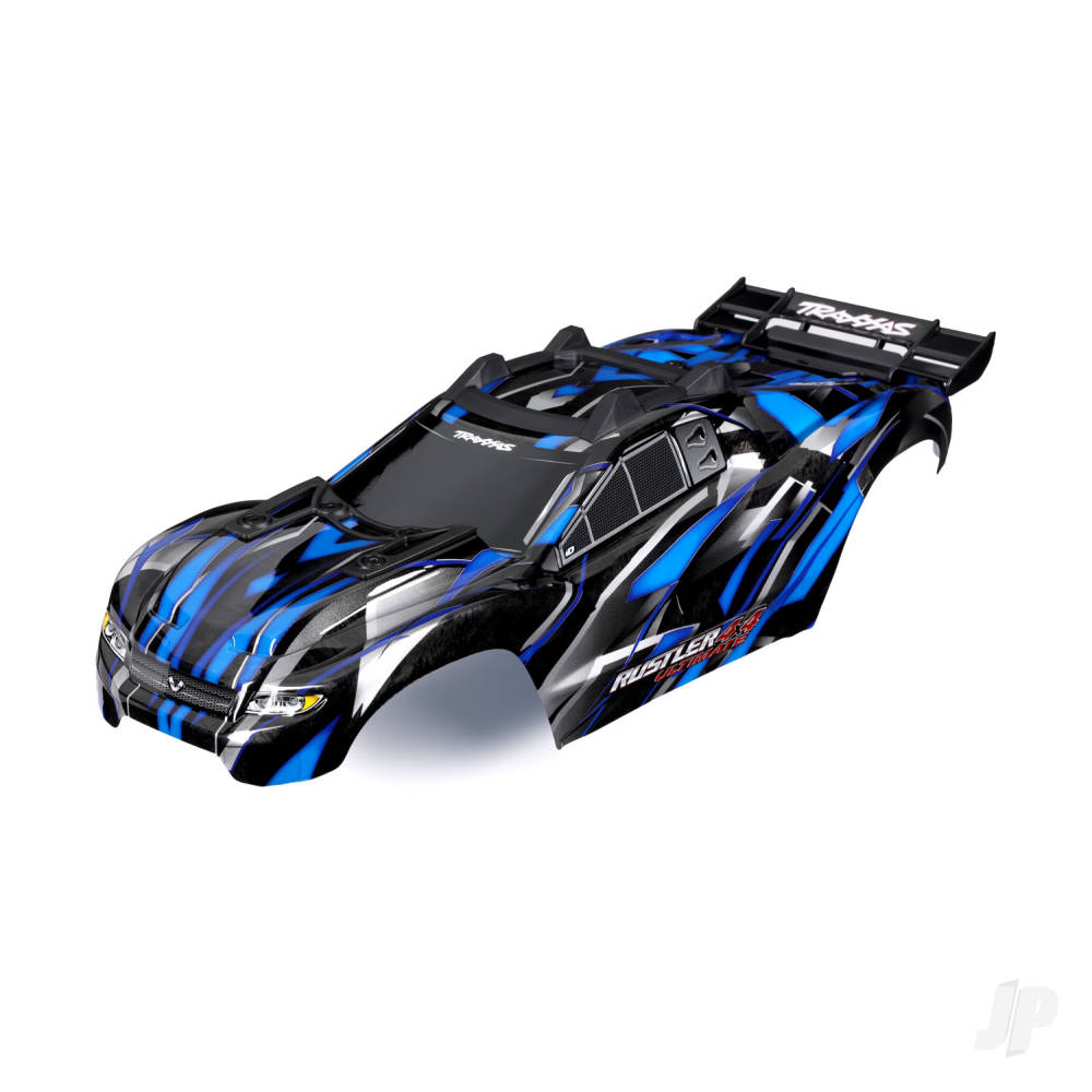 Traxxas Body, Rustler 4X4 Ultimate, Blue (painted, decals applied) (assembled with front & rear body mounts and rear body support for clipless mounting)