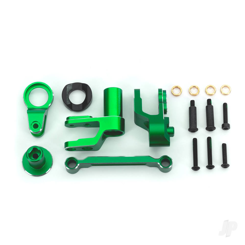 traxxas-steering-bellcranks-drag-link-green-anodised-6061-t6-aluminium-bellcrank-bushing-1-3x20mm-bcs-with-threadlock-2-3x20mm-bcs-with-threadlock-2-3x20mm-shoulder-screws-with-threadlock-2-3x15mm-bcs-with-threadlock-1-3x15mm-cs-with-threadlock