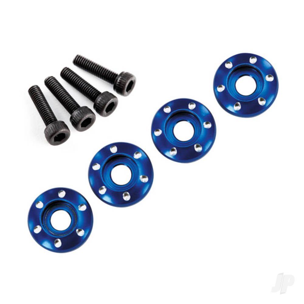 Traxxas Wheel nut washer, machined aluminium, Blue / 3x12mm CS (4 pcs)