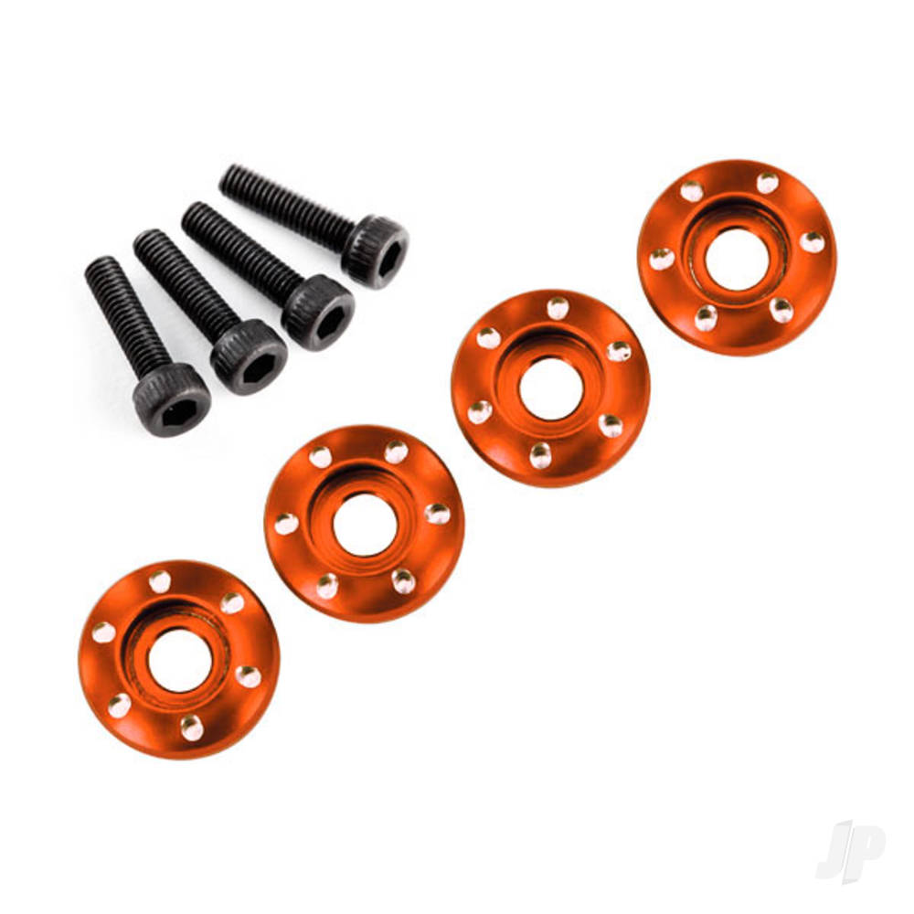 Traxxas Wheel nut washer, machined aluminium, Orange / 3x12mm CS (4 pcs)