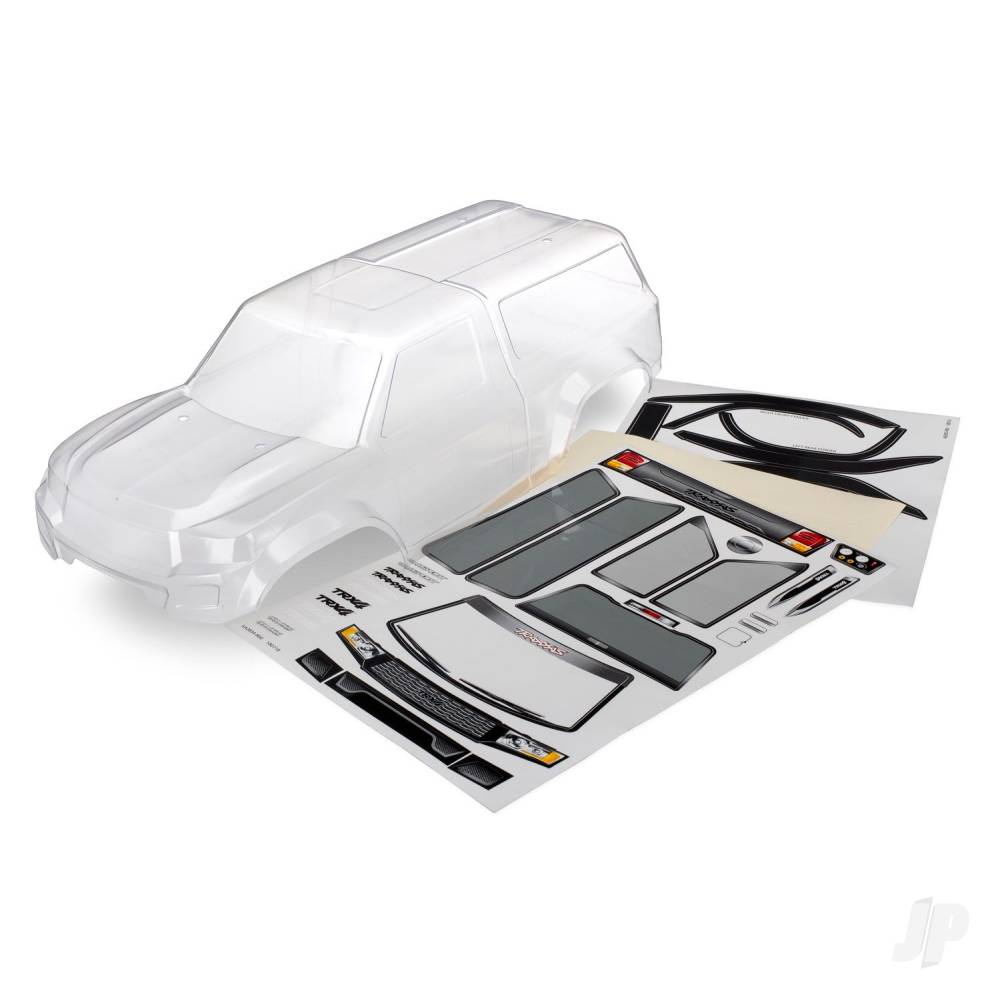 Traxxas Body with camper, TRX-4 Sport (Clear, trimmed, requires painting) / window masks / decal sheet