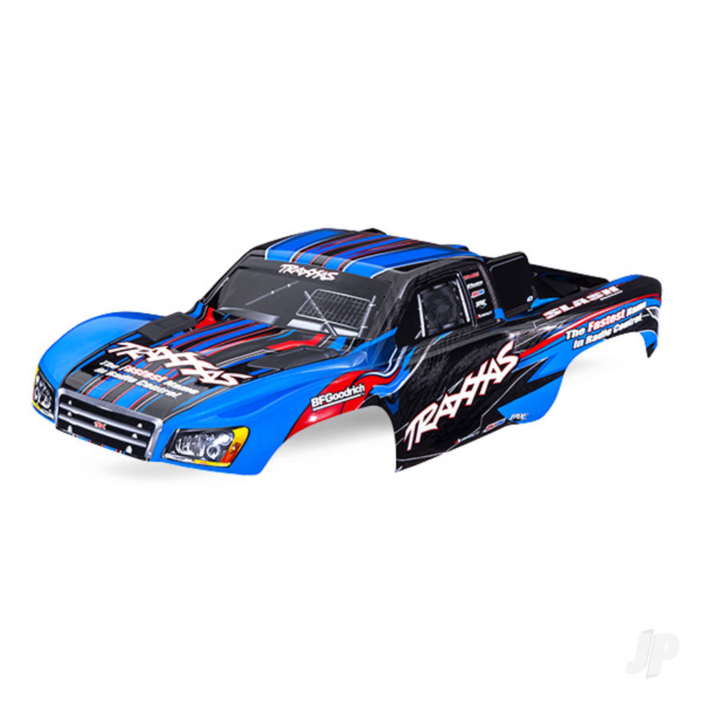Traxxas Body, Slash 2WD (also fits Slash VXL & Slash 4X4), Blue (painted, decals applied) (assembled with front & rear latches for clipless mounting)