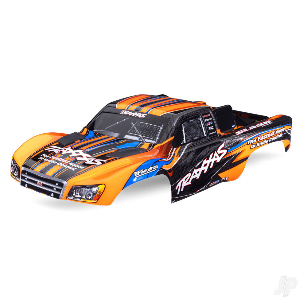 Traxxas Body, Slash 2WD (also fits Slash VXL & Slash 4X4), Orange (painted, decals applied) (assembled with front & rear latches for clipless mounting)