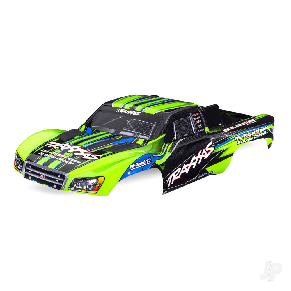 Traxxas Body, Slash 2WD (also fits Slash VXL & Slash 4X4), Green (painted, decals applied) (assembled with front & rear latches for clipless mounting)