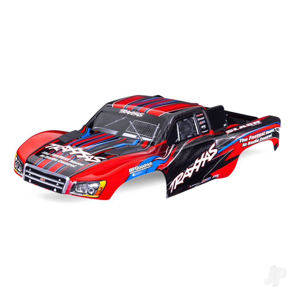 Traxxas Body, Slash 2WD (also fits Slash VXL & Slash 4X4), Red (painted, decals applied) (assembled with front & rear latches for clipless mounting)