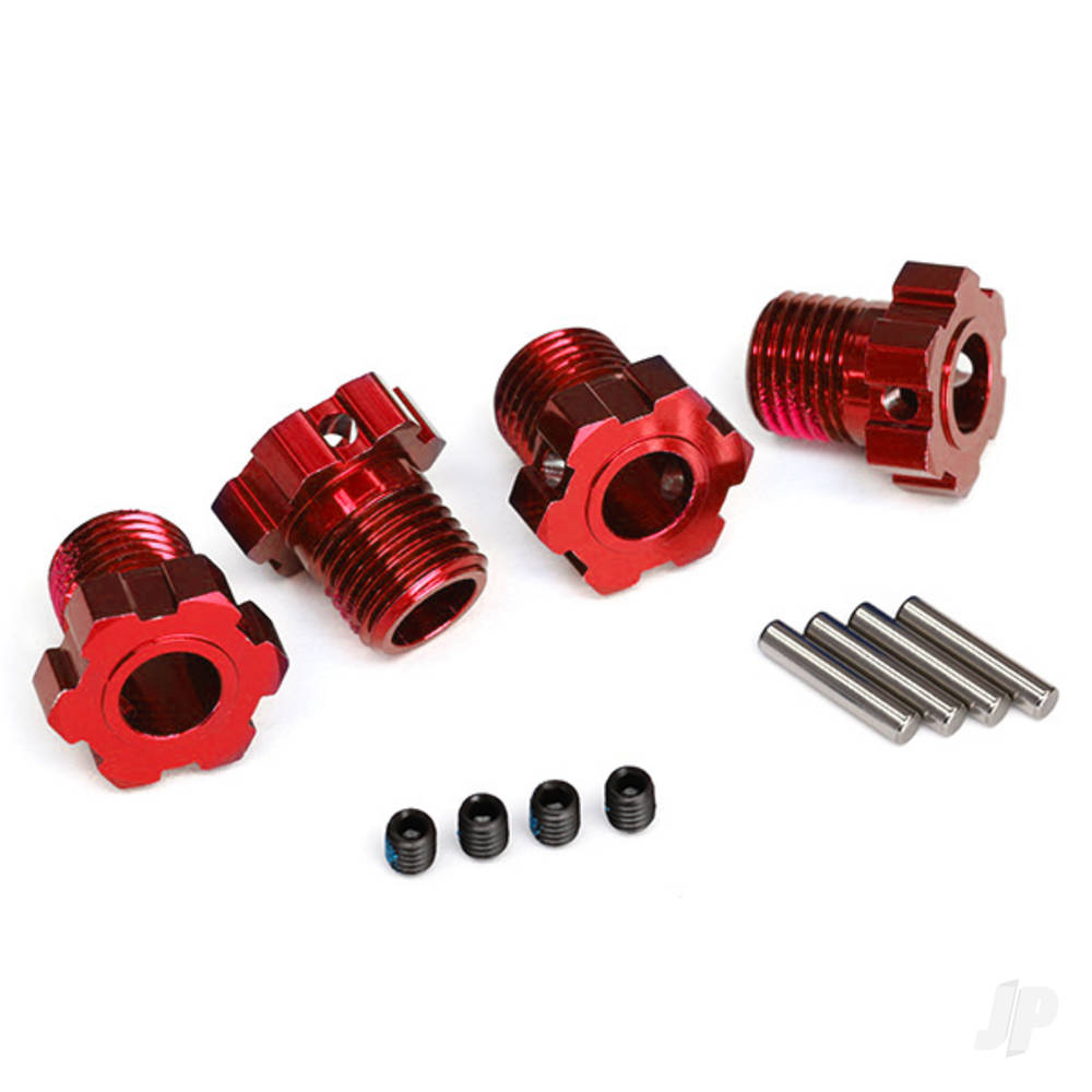 traxxas-wheel-hubs-splined-17mm-red-anodised-4-pcs-4x5-gs-4-pcs-3x14mm-pin-4-pcs