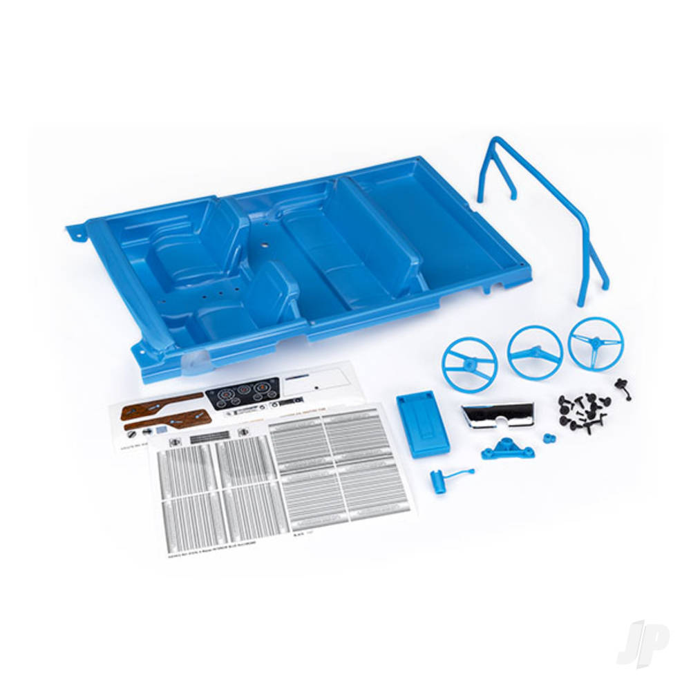traxxas-interior-chevrolet-blazer-1969-1972-blue-includes-rollbar-gauge-bezel-steering-wheel-and-column-shifter-armrest-decals-fits-9111-9112-9130-or-9131-series-bodies-9111-or-9112-series-bodies-require-9128-body-cage-for-installation