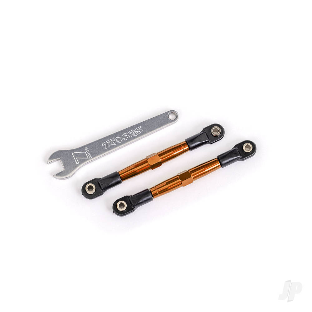 traxxas-toe-links-front-tubes-orange-anodised-7075-t6-aluminium-stronger-than-titanium-2-assembled-with-rod-ends-and-hollow-balls-aluminium-wrench-1-fits-drag-slash