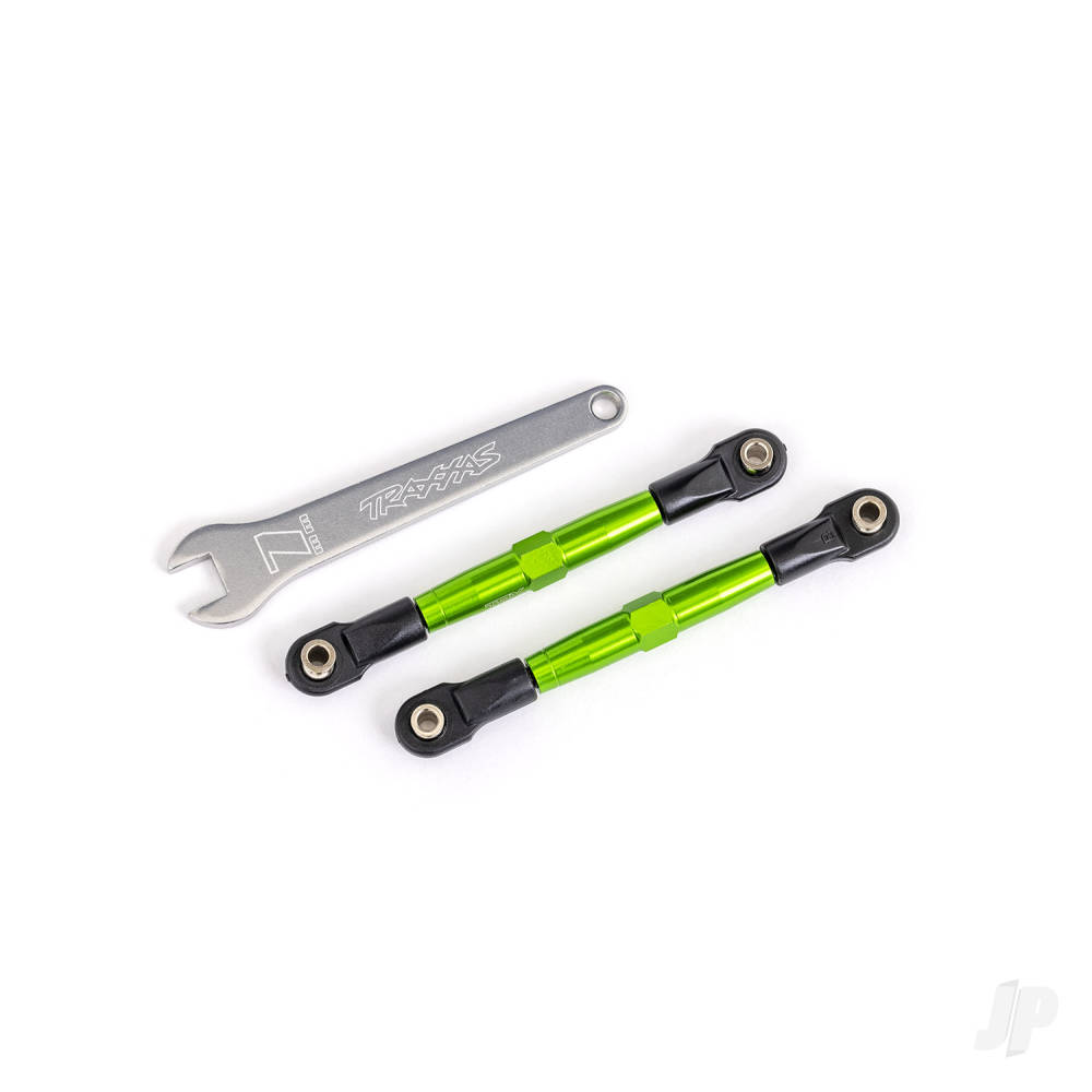 traxxas-toe-links-front-tubes-green-anodised-7075-t6-aluminium-stronger-than-titanium-2-assembled-with-rod-ends-and-hollow-balls-aluminium-wrench-1-fits-drag-slash