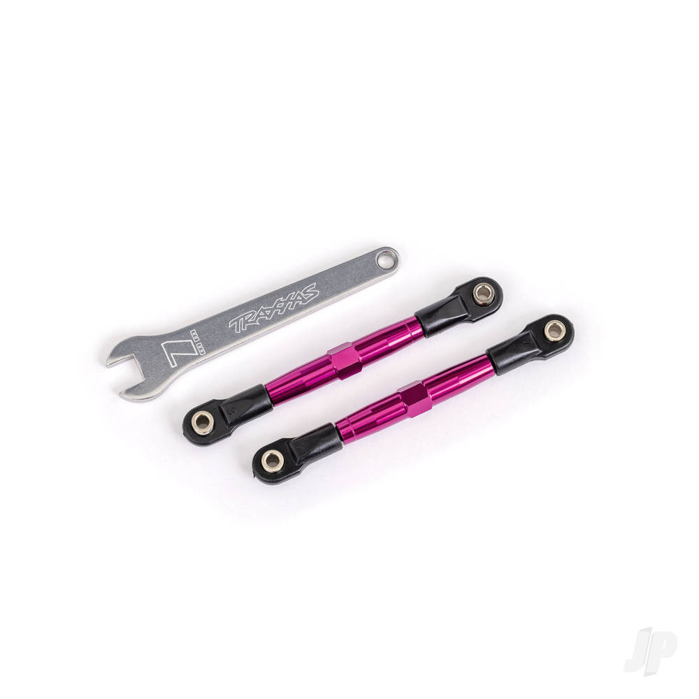traxxas-toe-links-front-tubes-pink-anodised-7075-t6-aluminium-stronger-than-titanium-2-assembled-with-rod-ends-and-hollow-balls-aluminium-wrench-1-fits-drag-slash