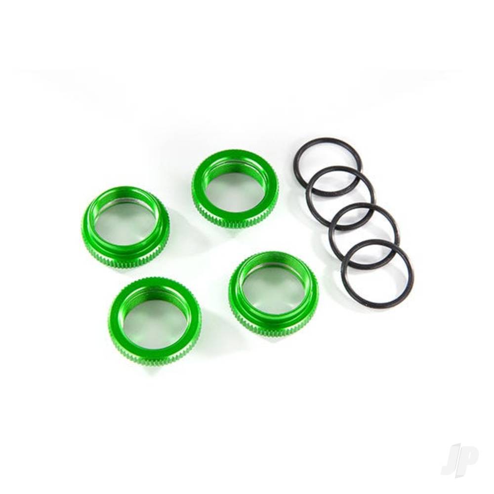 traxxas-spring-retainer-adjuster-green-anodised-aluminium-gt-maxx-shocks-4-pcs-assembled-with-o-ring