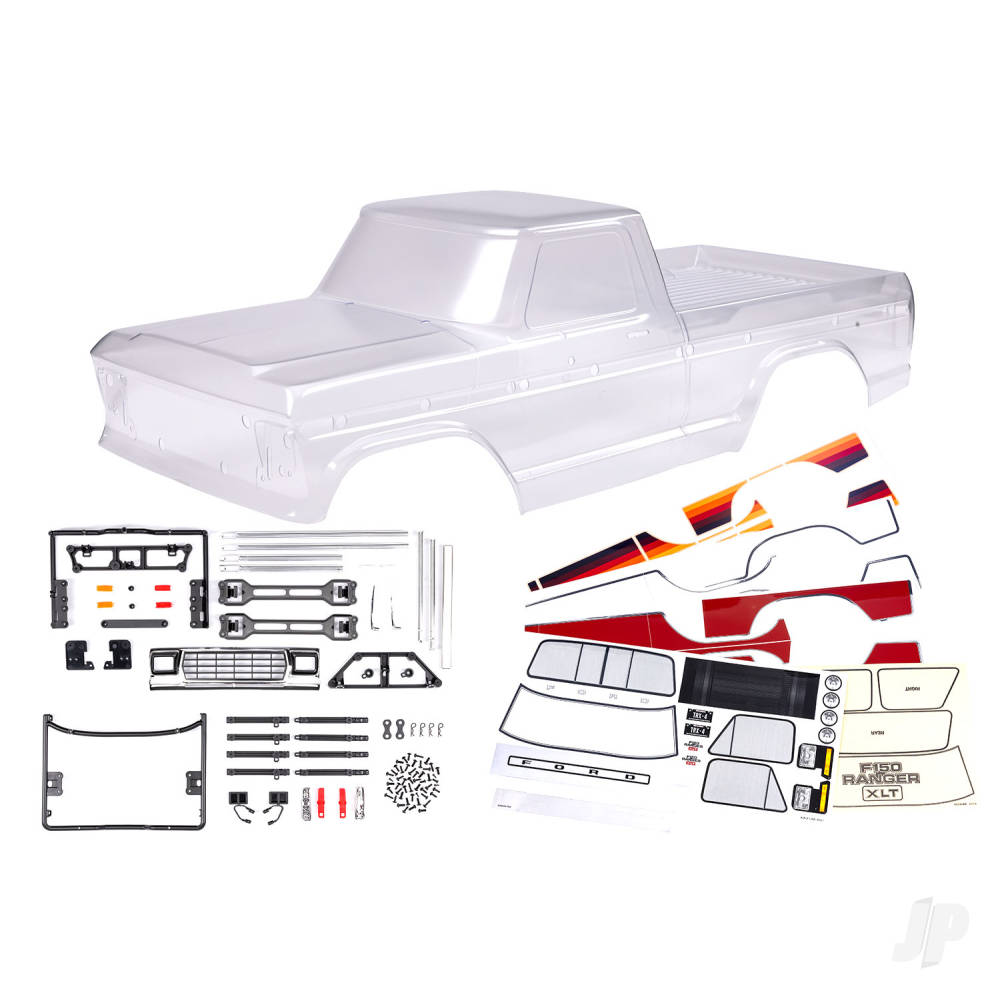 traxxas-body-ford-f-150-1979-clear-requires-painting-decals-window-masks-includes-grille-side-mirrors-door-handles-windshield-wipers-clipless-mounting-hardware-requires-9288-inner-fenders-roll-bar-sold-separately-choose-chrome-9262-black-9262r-or-chrome-with-lights-9262x