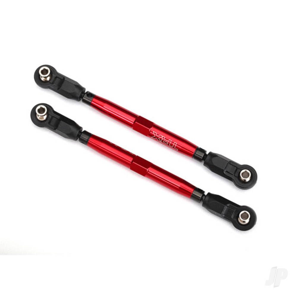 traxxas-toe-links-front-unlimited-desert-racer-tubes-red-anodised-7075-t6-aluminium-stronger-than-titanium-102mm-2-pcs-assembled-with-rod-ends-and-hollow-balls-aluminium-wrench-7mm-1pc