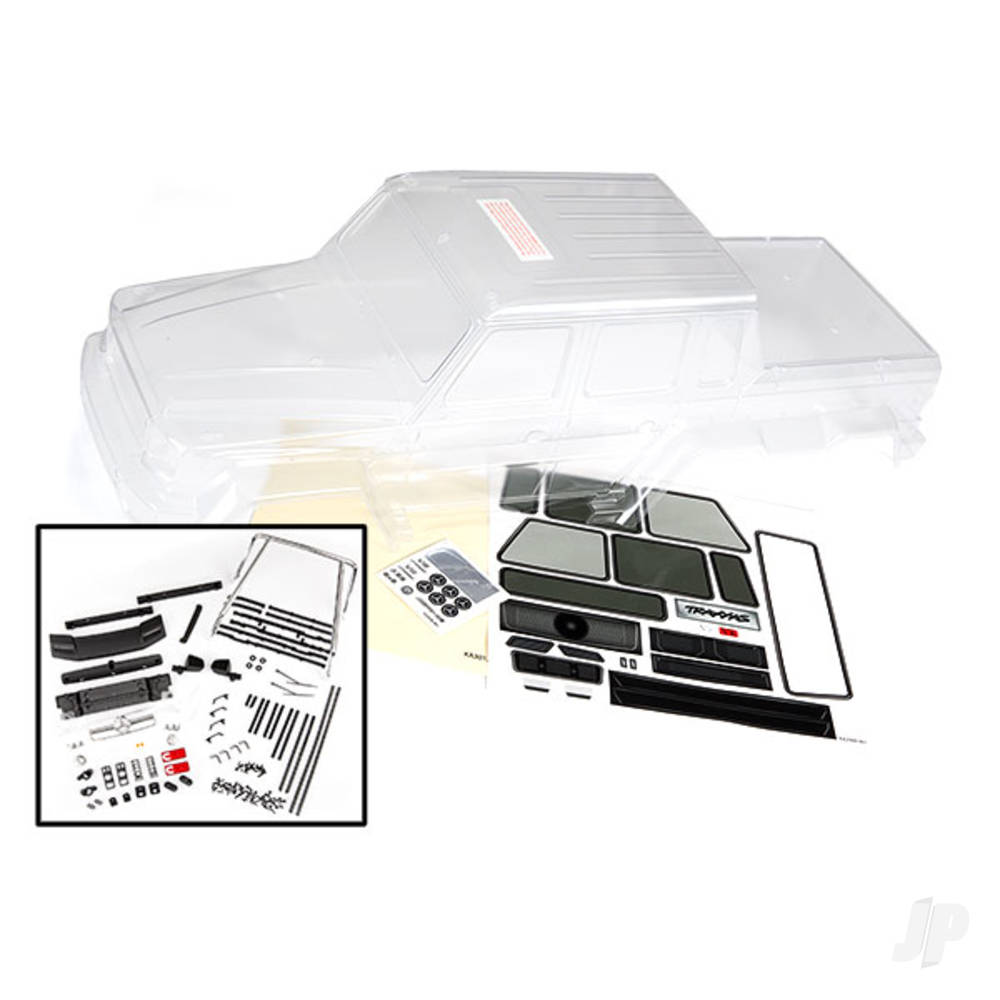 Traxxas Body, Mercedes-Benz G 63 (clear, requires painting)/ decals/ window masks (includes grille, side mirrors, door handles, & windshield wipers)