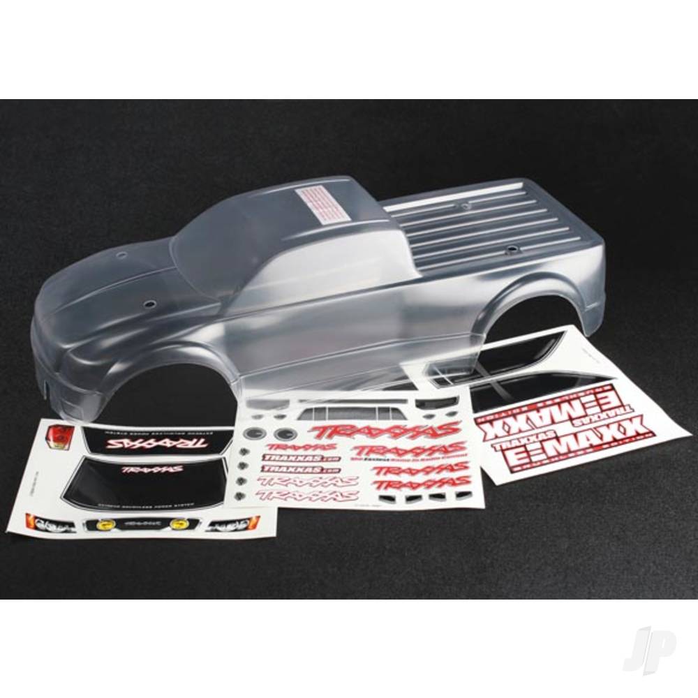 Traxxas Body, E-Maxx Brushless (Clear, requires painting) / decal sheet