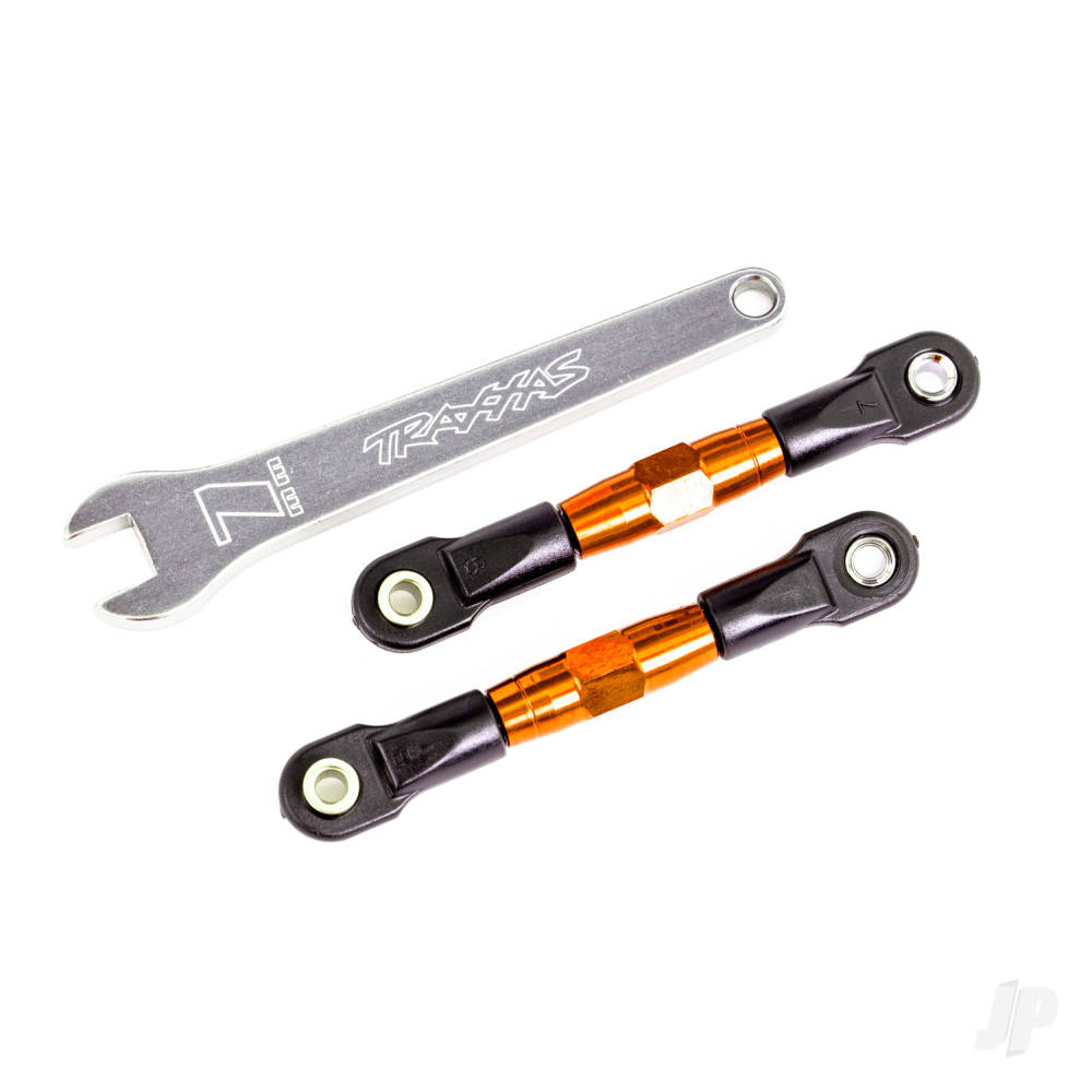 traxxas-camber-links-rear-tubes-orange-anodised-7075-t6-aluminium-stronger-than-titanium-2-assembled-with-rod-ends-and-hollow-balls-aluminium-wrench-1-fits-drag-slash