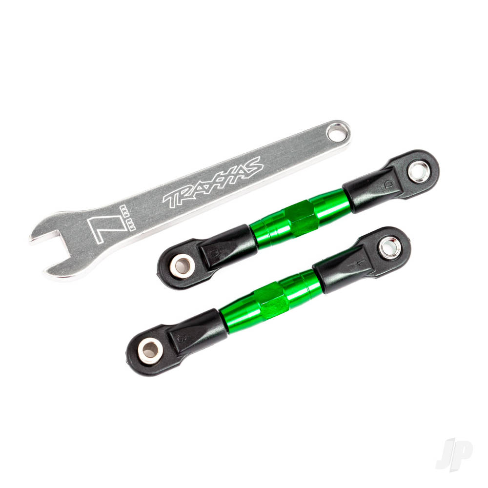 traxxas-camber-links-rear-tubes-green-anodised-7075-t6-aluminium-stronger-than-titanium-2-assembled-with-rod-ends-and-hollow-balls-aluminium-wrench-1-fits-drag-slash