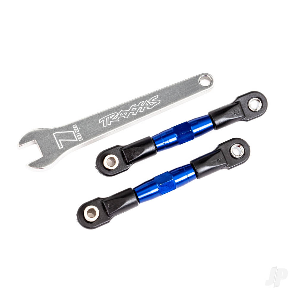 traxxas-camber-links-rear-tubes-blue-anodised-7075-t6-aluminium-stronger-than-titanium-2-assembled-with-rod-ends-and-hollow-balls-aluminium-wrench-1-fits-drag-slash