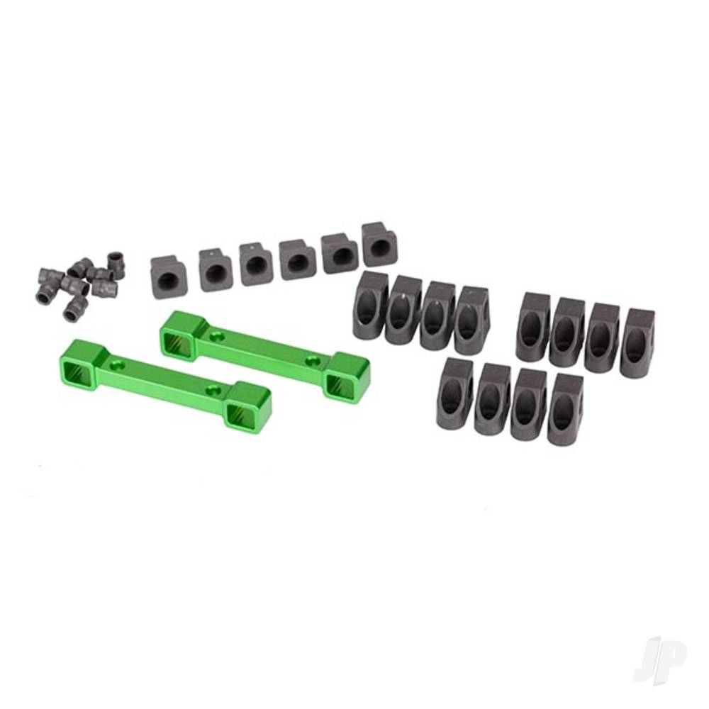 traxxas-mounts-suspension-arms-aluminium-green-anodised-front-rear-hinge-pin-retainers-12-pcs-inserts-6-pcs