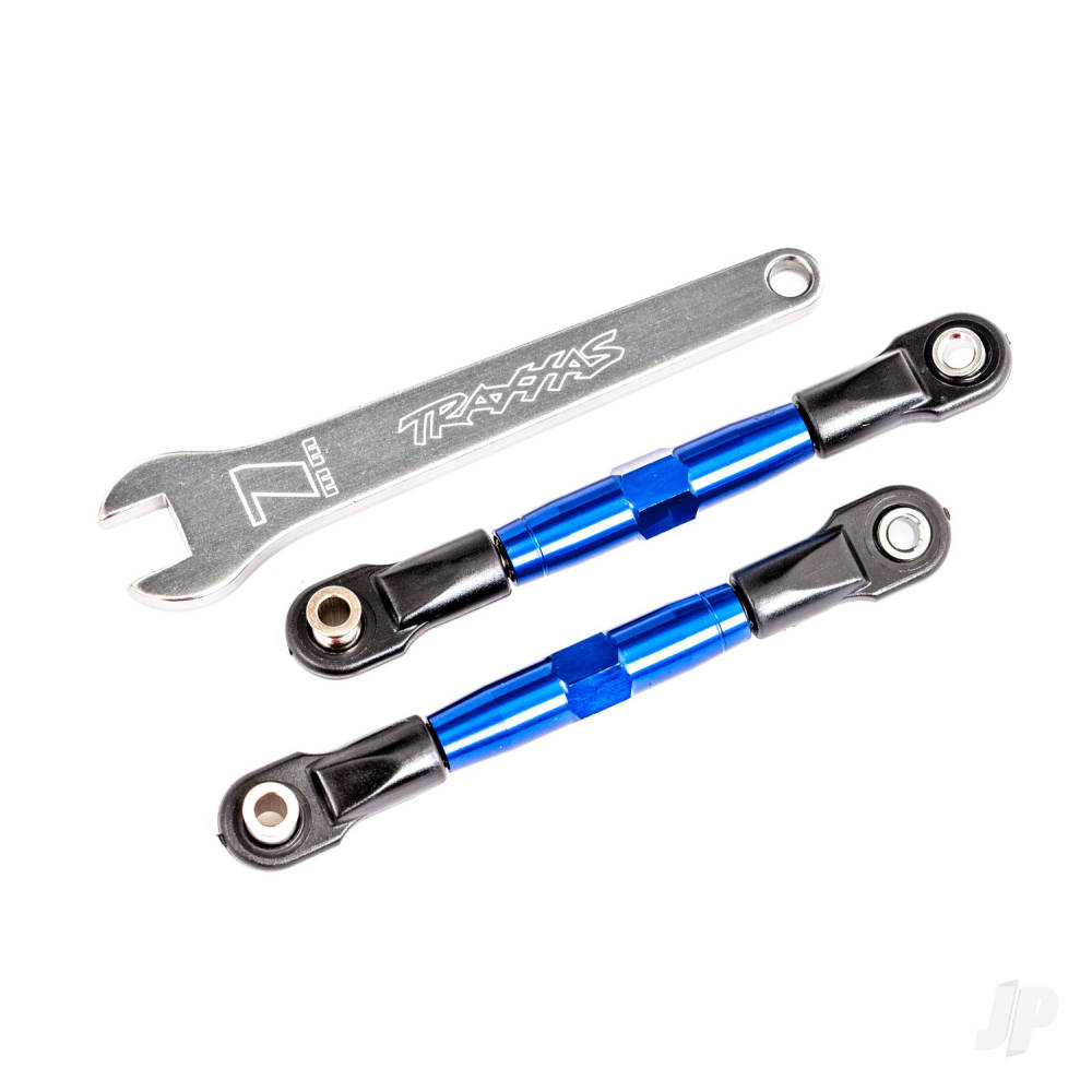traxxas-camber-links-front-tubes-blue-anodised-7075-t6-aluminium-stronger-than-titanium-2-assembled-with-rod-ends-and-hollow-balls-aluminium-wrench-1-fits-drag-slash