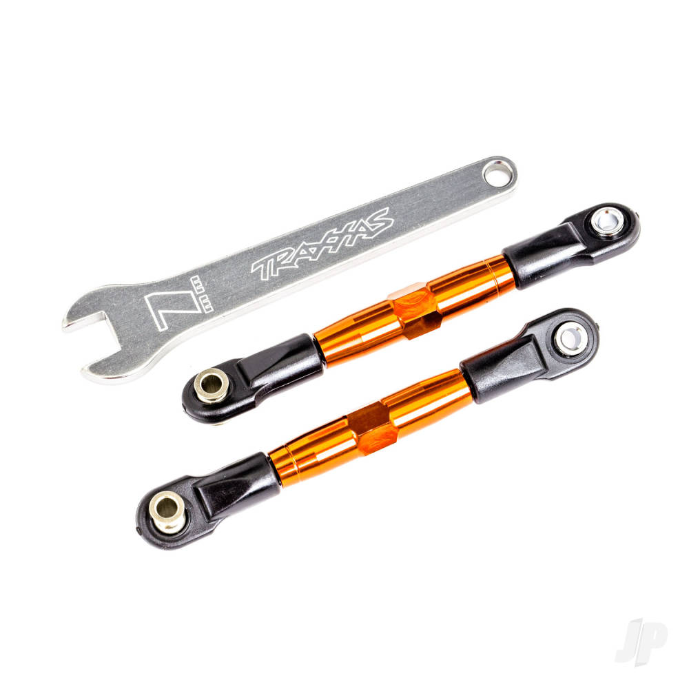traxxas-camber-links-front-tubes-orange-anodised-7075-t6-aluminium-stronger-than-titanium-2-assembled-with-rod-ends-and-hollow-balls-aluminium-wrench-1-fits-drag-slash