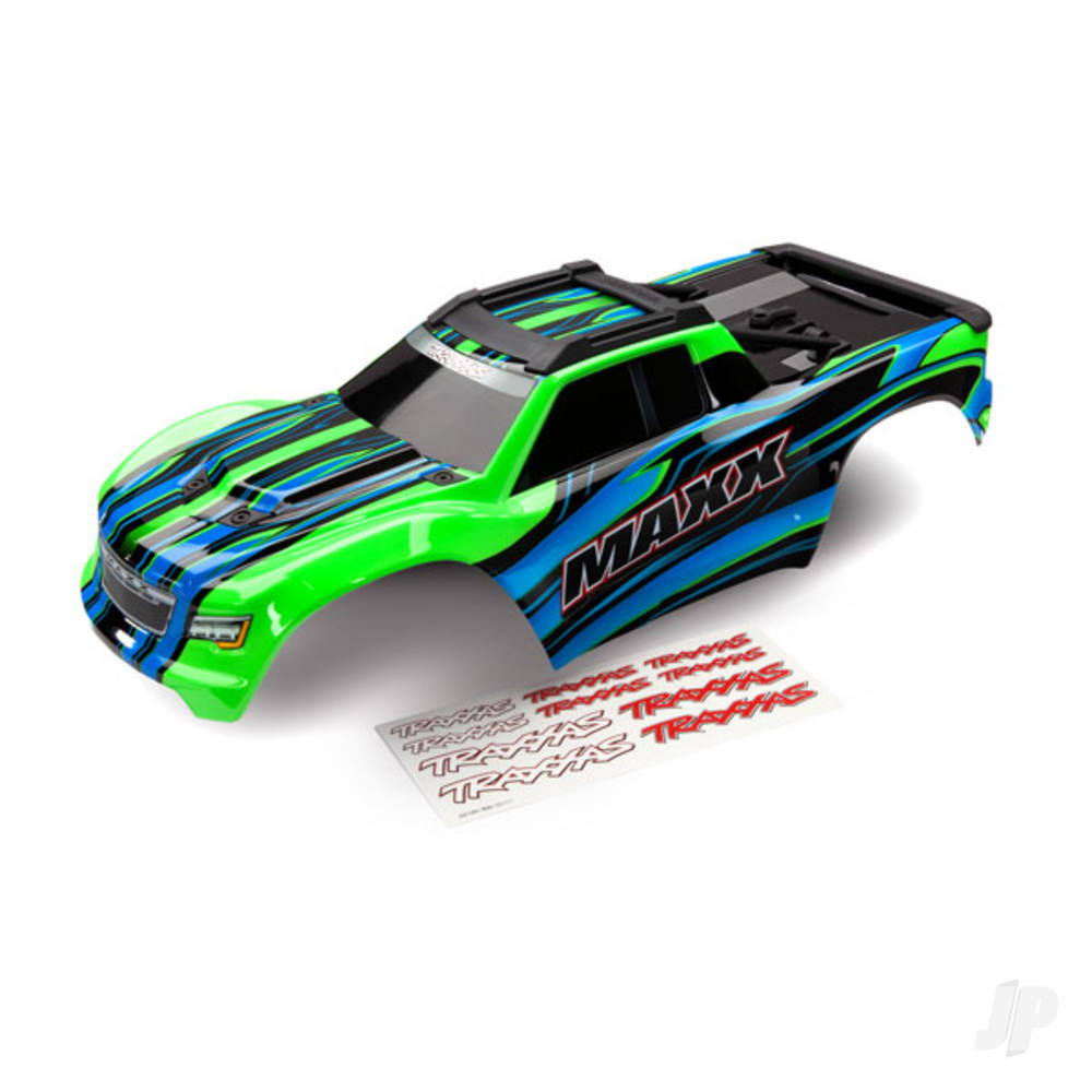 Traxxas Body, Maxx, Green (painted) / decal sheet