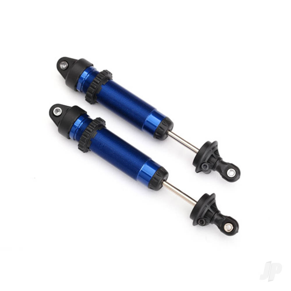 Traxxas Shocks, GTR, 139mm, aluminium (Blue-anodised) (fully assembled without springs) (Rear, threaded) (2 pcs)