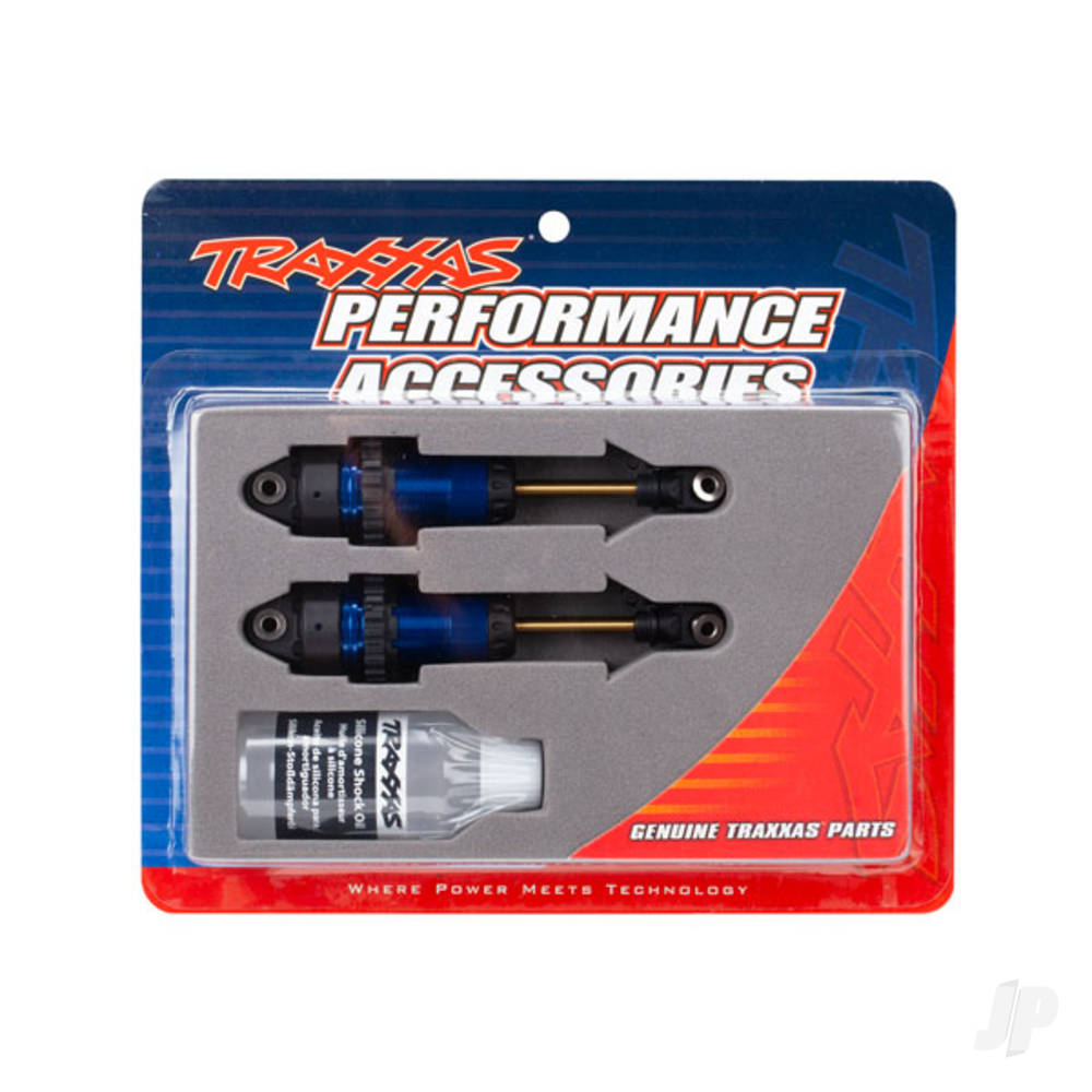 traxxas-shocks-gtr-long-blue-anodised-ptfe-coated-bodies-with-tin-shafts-fully-assembled-without-springs-2-pcs