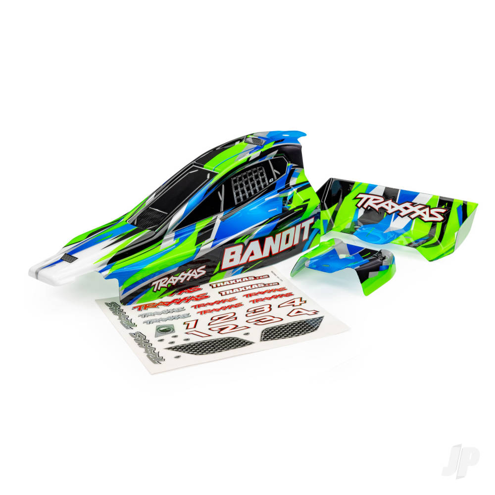 Traxxas Body, Bandit (also fits Bandit VXL), Green / wing (painted, decals applied)