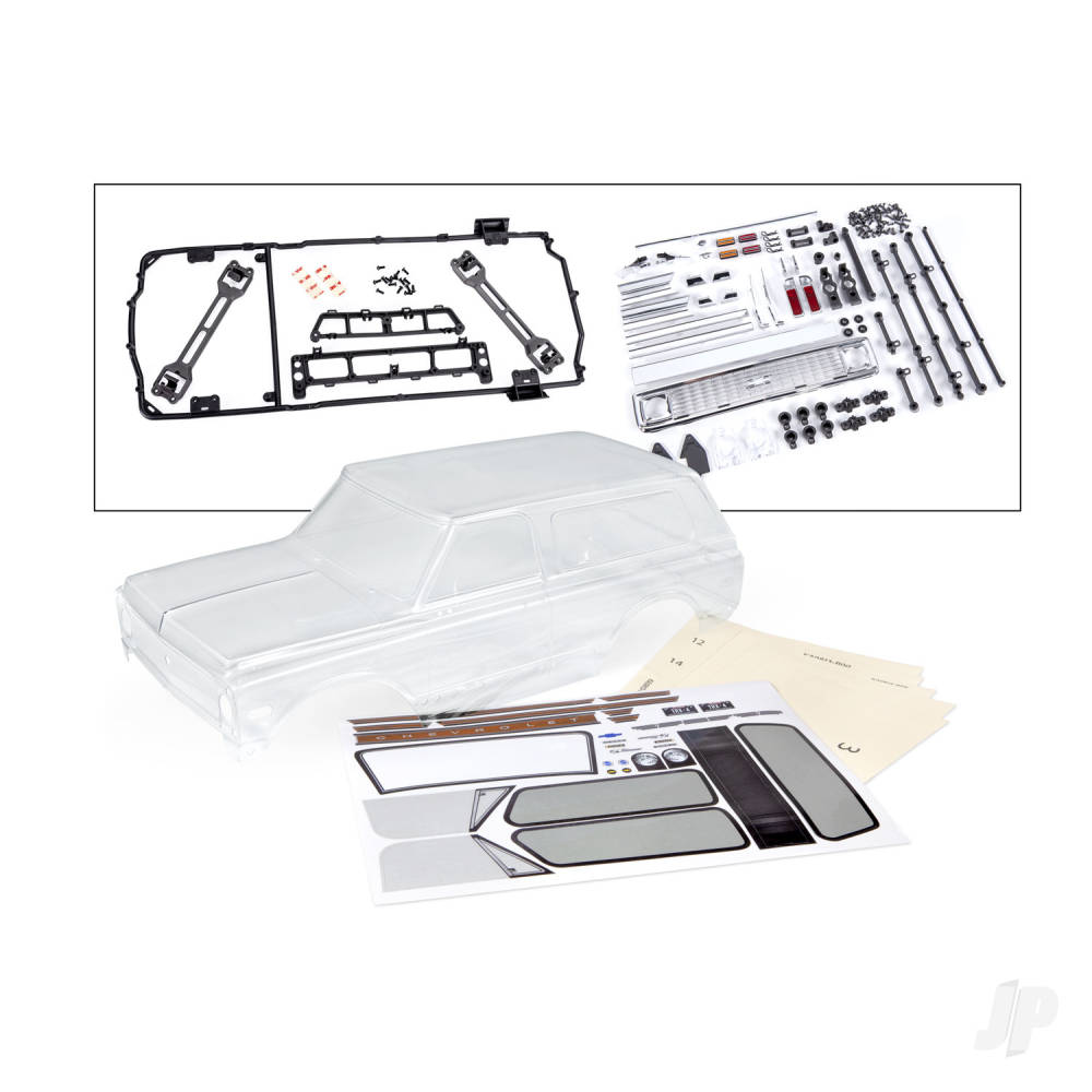 Traxxas Body, Chevrolet Blazer (1972) (Clear, requires painting)/ decals/ window masks (includes grille, side mirrors, door handles, windshield wipers, clipless mounting, hardware) (requires #8072X inner fenders)