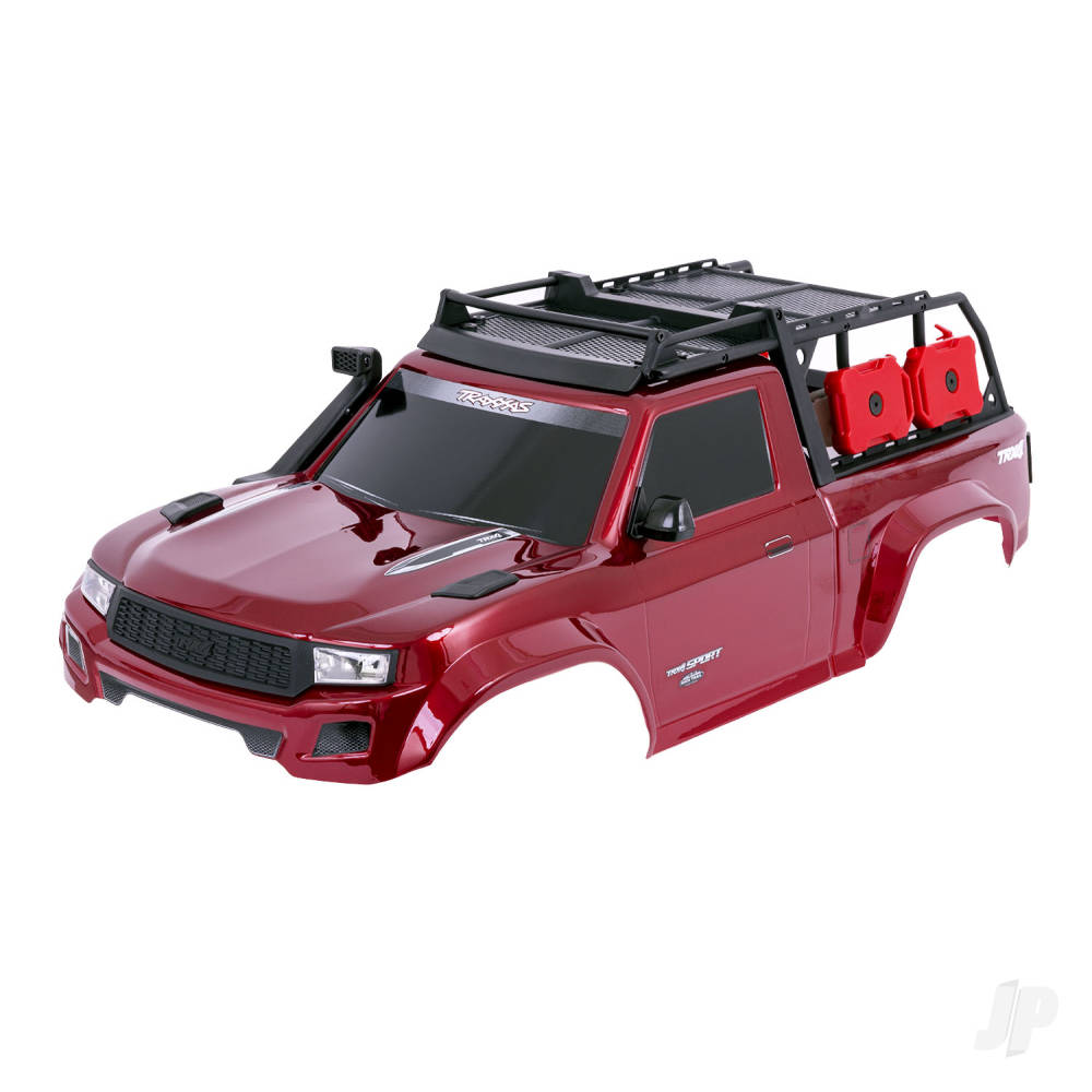 traxxas-body-trx-4-sport-complete-red-painted-decals-applied-includes-grille-side-mirrors-door-handles-windshield-wipers-expedition-rack-clipless-mounting-requires-8080x-inner-fenders