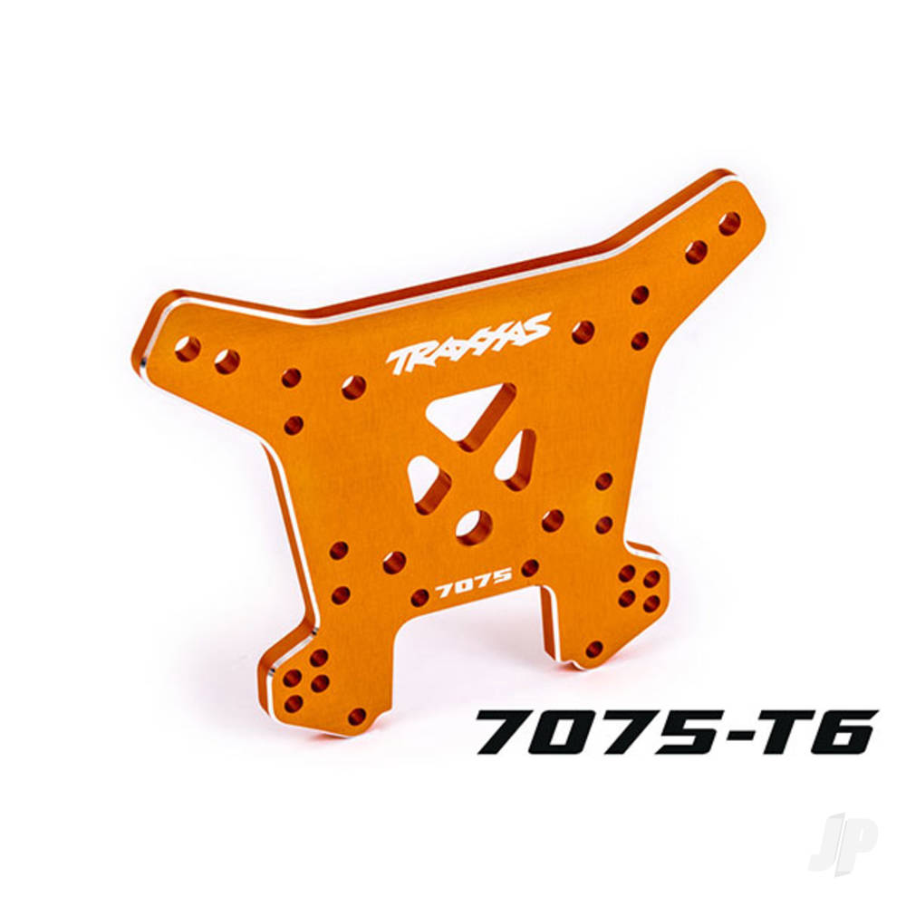 traxxas-shock-tower-rear-7075-t6-aluminium-orange-anodised-fits-sledge