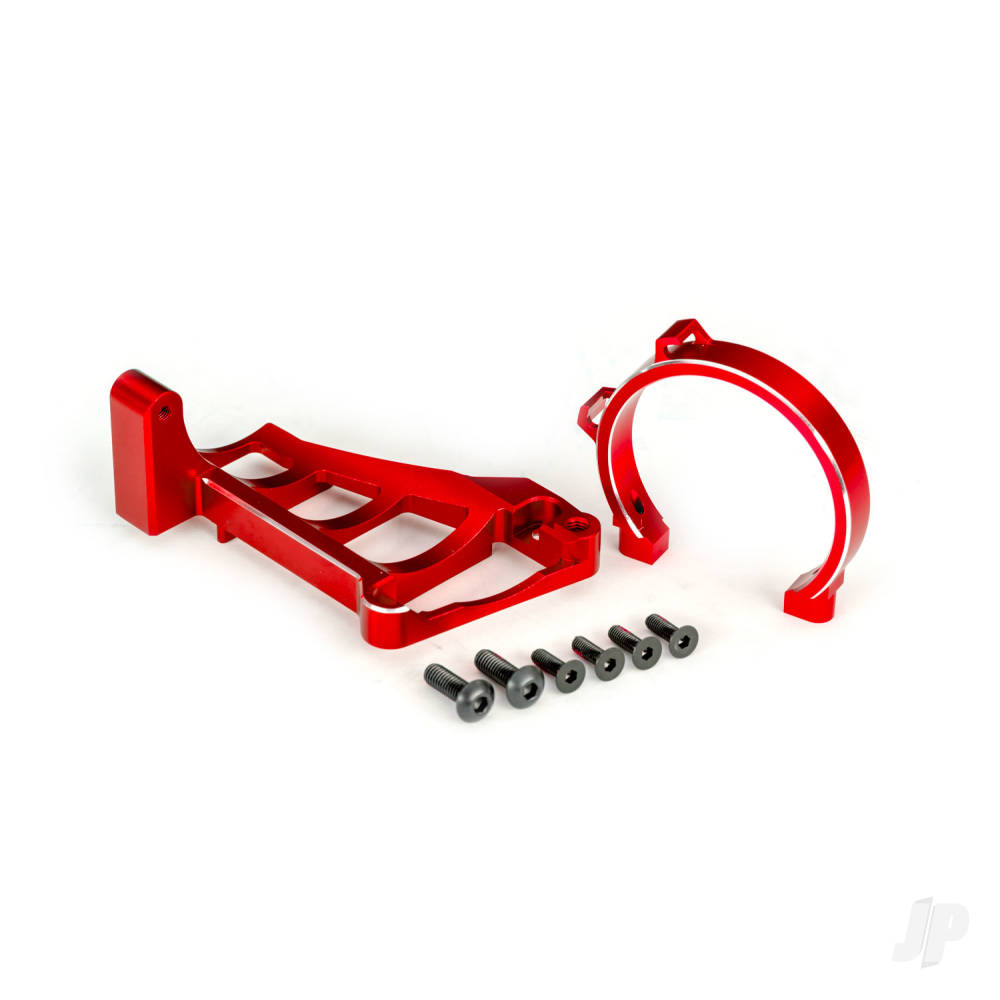 Traxxas Motor mounts (front & rear) (Red-anodised 6061-T6 aluminium) / 3x10mm CCS (with threadlock) (4) / 4x12mm BCS (with threadlock) (2) (for use with #3483 motor)