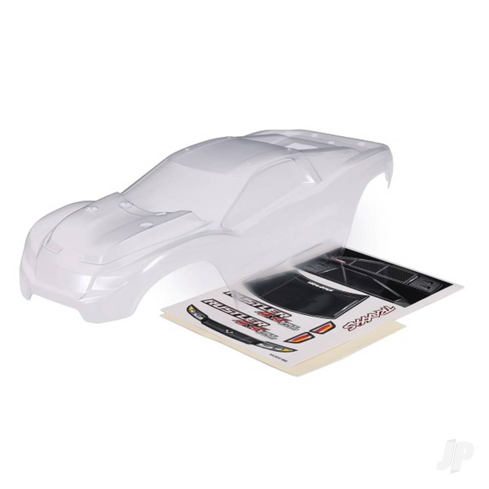 traxxas-body-rustler-4x4-clear-requires-painting-window-grille-lights-decal-sheet