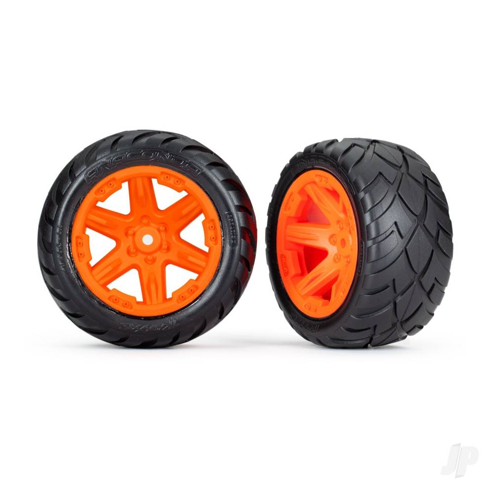 traxxas-tyres-wheels-assembled-glued-28in-rxt-orange-wheels-anaconda-tyres-foam-inserts-2wd-electric-rear-2-tsm-rated