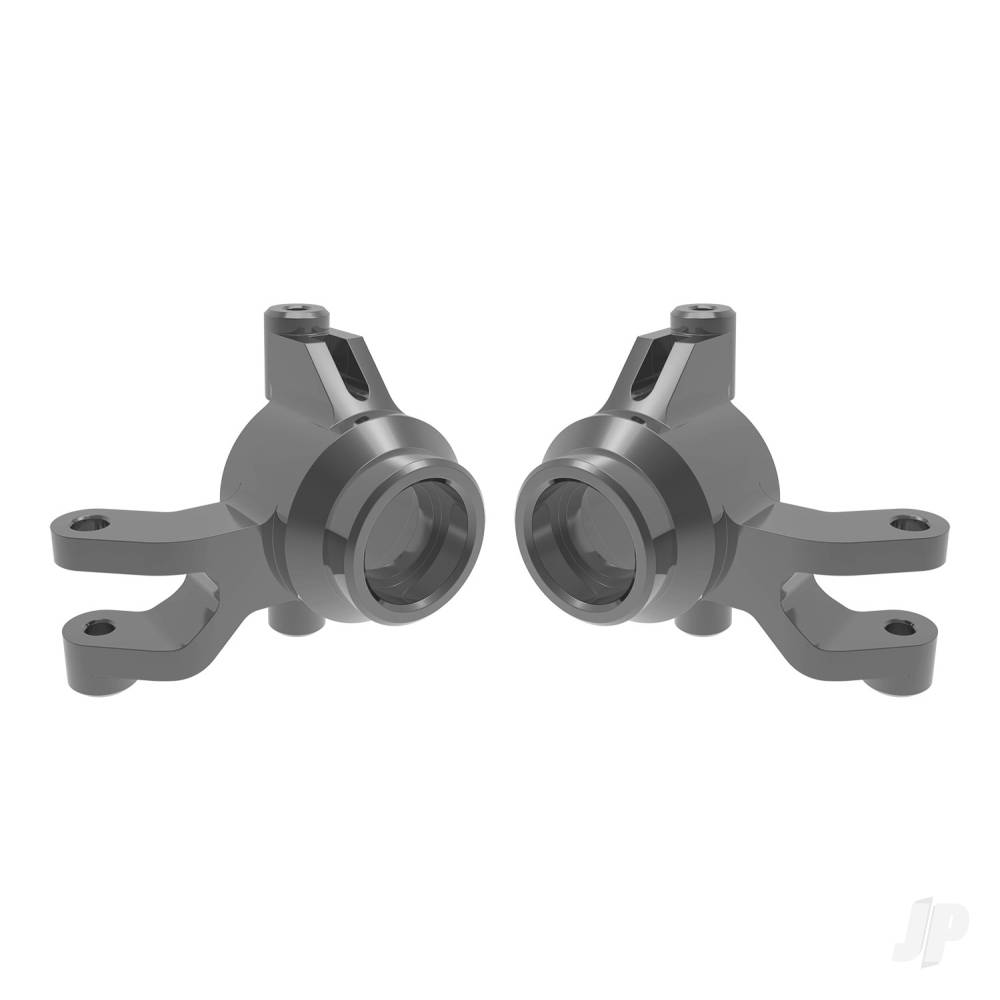 Traxxas Steering blocks, 6061-T6 aluminium (Grey-anodised) (left & right), 3x12mm SS (with threadlock) (4 pcs), 3x15mm BCS (with threadlock) (2 pcs)