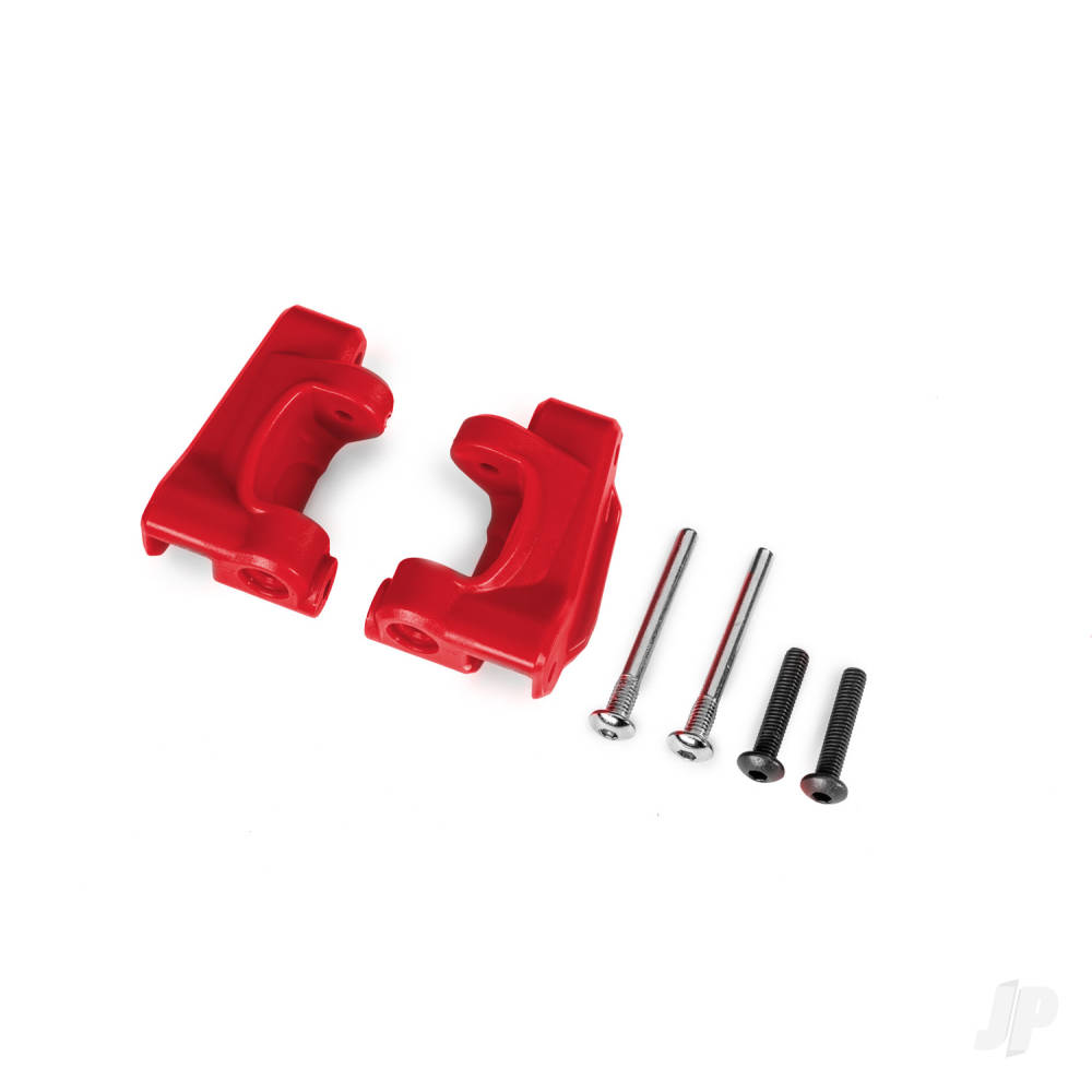 Traxxas Caster blocks (c-hubs), extreme heavy duty, Red (left & right) / 3x26mm hinge pins (2 pcs) / 3x15mm BCS (2 pcs) (for use with #9182 upgrade kit)